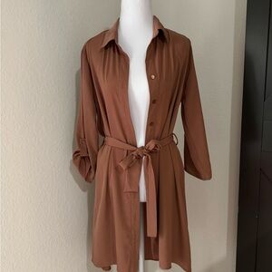 Forever 21 Tan Button-Down Shirt Dress